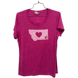 Bella + Canvas Montana Heart Short Sleeve Graphic T Shirt Size 2XL Crewneck Pink